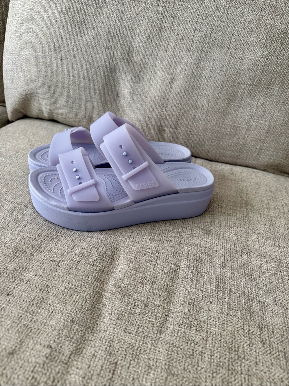 CROCS Women's Light Lavender Platform Slide Sandals